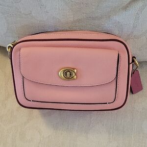 Multi-Role Coach Crossbody Pink Leather Women's Bag